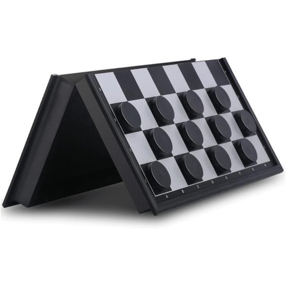 Magnetic Travel Checkers Board Game Set with Folding Board Family